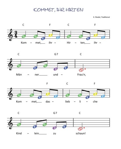 Liederbuch für die "Triola" - 24 Weihnachtslieder - spielen nach farbigen Noten – Bild 4