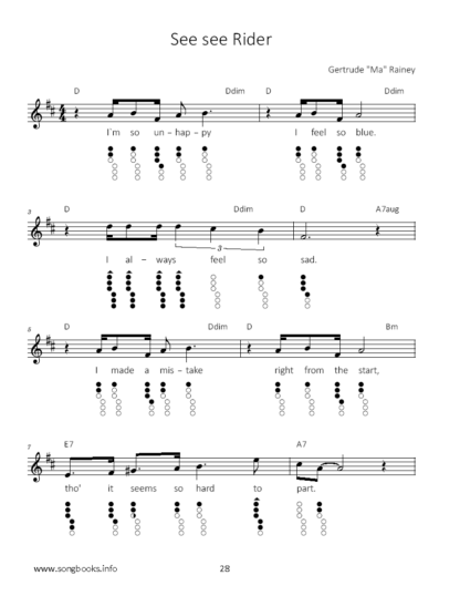 12 Ladies Blues Songs - Billie Holiday, Berta Hill, Bessie Smith, Ma Rainey - für die Tin Whistle – Bild 4